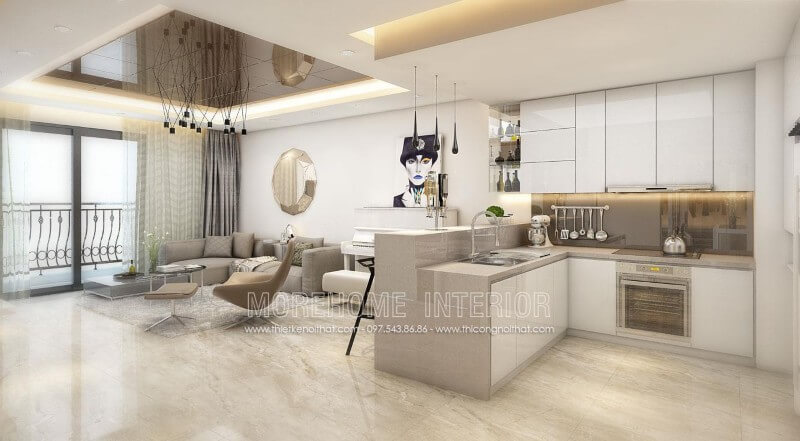 Thiết kế tủ bếp chung cư cao cấp phong cách hiện đại và trẻ trung Thiết kế tủ bếp chung cư đẹp