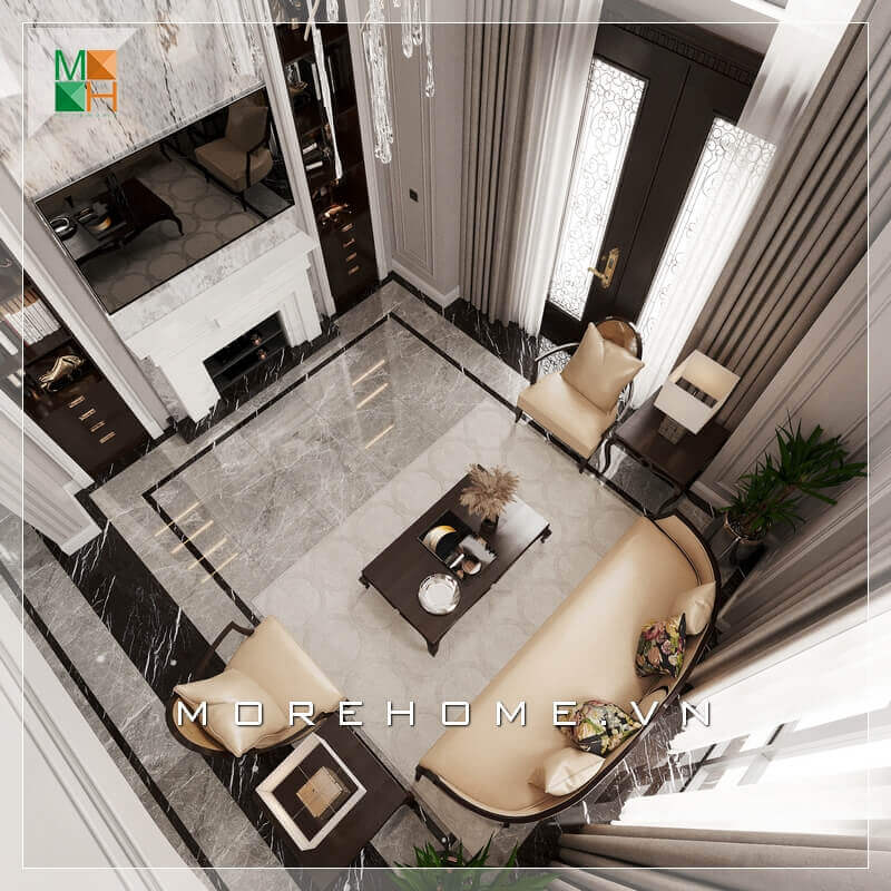 Morehome gợi ý cho bạn mẫu thiết kế không gian phòng khách đẹp dành cho căn hộ cao cấp như biệt thự, penthouse, chung cư, nhà phố tân cổ điển. Chiêm ngưỡng các mẫu thiết kế phòng khách biệt thự, nhà phố đẹp