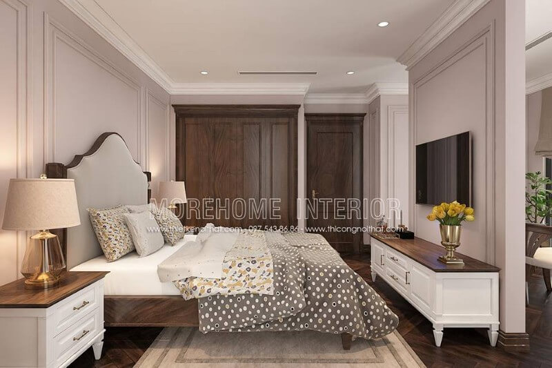Giường ngủ chung cư tân cổ điển Giường ngủ chung cư tân cổ điển