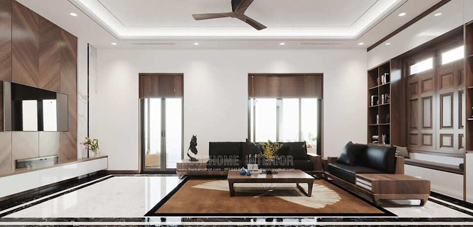 Mẫu thiết kế nội thất phòng khách hiện đại đẹp tại biệt thự Đông Anh Hà Nội