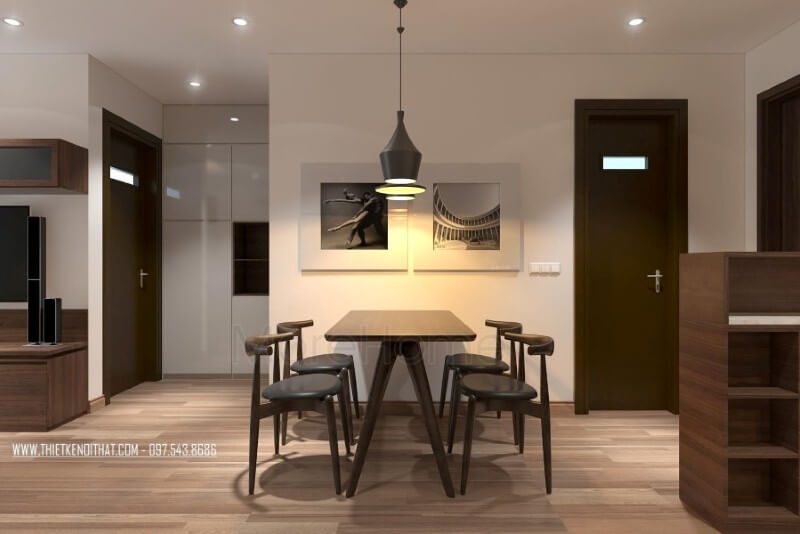 Bộ bàn ăn đẹp 4 chỗ nhỏ gọn với tone màu gỗ tự nhiên ăn khớp hoàn toàn với tone màu gia chủ lựa chọn trong không gian chức năng khác vì vậy mang đến một sự gắn kết chặt chẽ cho không gian