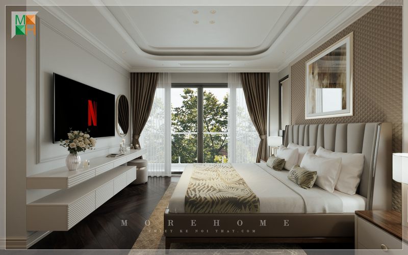 Thiết kế phòng ngủ nhà phố, biệt thự nội thất được sắp xếp phân chia phù hợp với không gian diện tích và mục đích sở thích của gia chủ mang tới không gian riêng thoải mái và tiện nghi nhất.