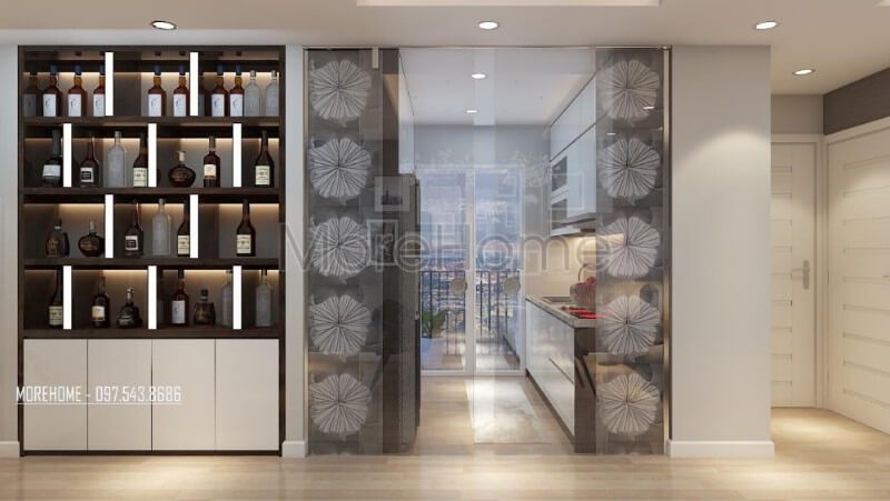 Căn hộ chung cư sang trọng và ấn tượng hơn với mẫu tủ rượu hiện đại
