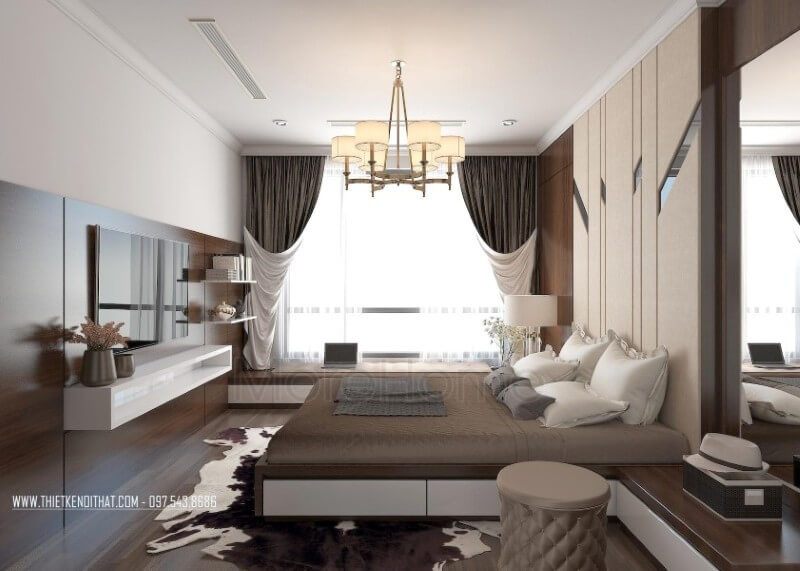 Các kệ, tủ được đơn giản hóa bằng các thanh gỗ nhỏ giúp tiết kiệm không gian và tạo độ thoáng cho căn phòng. Sự kết hợp giữa tủ đồ và ghế ngồi, không gian thư giản gần cửa sổ một ý tưởng sáng tạo mang lại sự tinh tế cho thiết kế.
